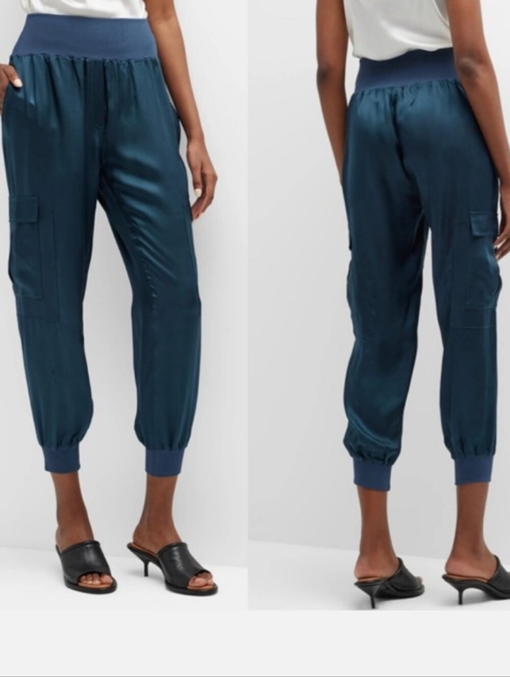 5 a 7 Cinq a Sept Tous Les Jours "Giles" Cupro Jogger Size XS Peacock Blue